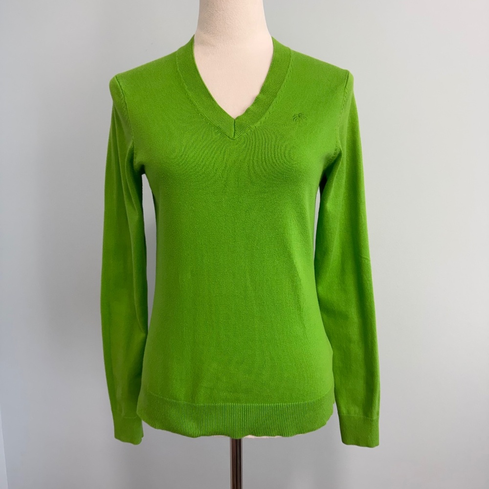 Lilly Pulitzer V- Neck Green Pullover Sweater Size XS